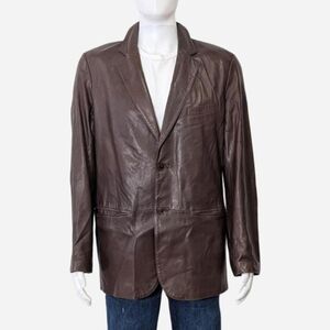 Brown Danier Blazer‎ Style Leather Coat